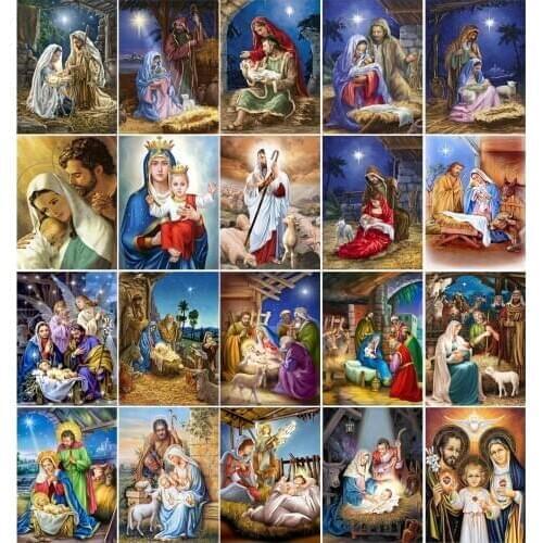 5D DIY Diamond Painting Religious Mother and Child Diamond Cross Stitch Diamond Art Mosaic Home Decoration Gift