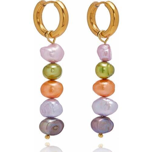 Bohemian Fashion Stainless Steel Pearl Earrings Ladies Pendant Earrings Never Fading Baroque Freshwater Pearl Earrings new 2020