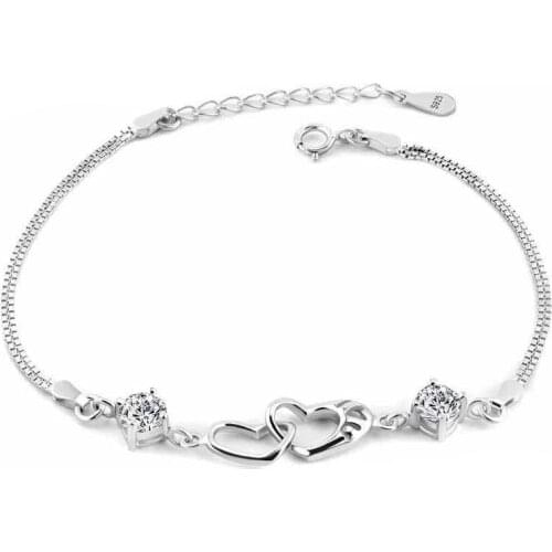 Fashion Bracelets 925 Silver Jewelry Heart Shape Zircon Gemstone Accessories for Women Wedding Engagement Promise Party Bracelet