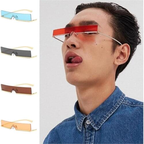 Brand Designer Sunglasses Siamese Lens Sun Glases Anti-UV Spectacles Semi-Rimless Eyeglasses Rectangle Adumbral Goggle A