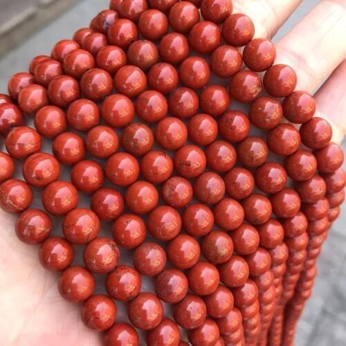 4/6/8/10/12mm Genuine Natural Red Jaspers Stone Beads Round Loose RED STONE Beads For Jewelry Making DIY Bracelet Strand 15