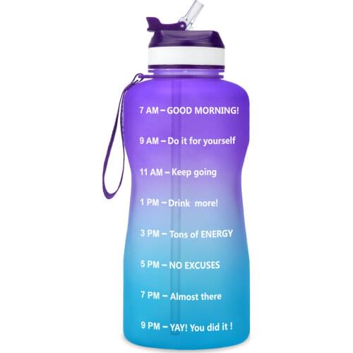 BuildLife 1.3L 2L Tritan Gallon Water Bottle With Straw Motivational Time Marker BPA Free Sports Fitness Jug Outdoor Gym Kettles