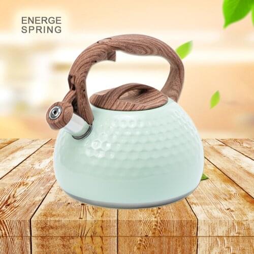 2.8L New Stainless Steel Whistle Teapot Wooden Handle Hammer Texture Boiling Water Kettles For Home Whistling Kettle