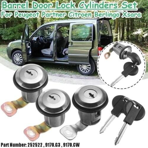 #252522 9170.G3/CW Barrel Door Lock Cylinders Set with Two Keys For Peugeot/Citroen Partner Berlingo Xsara Picasso 1996-2008