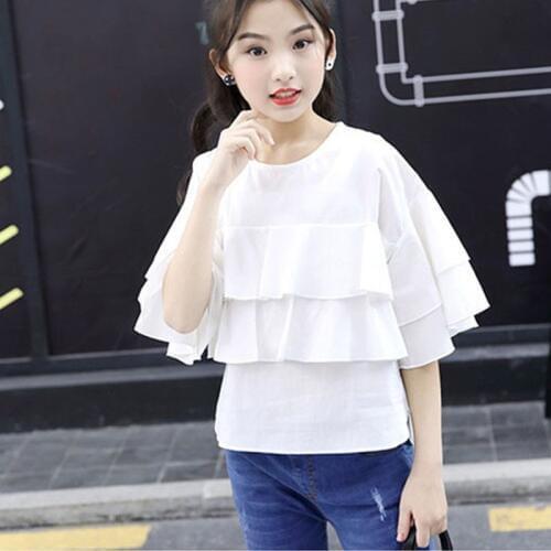 Teenage Kids Clothes School Shirts Childrens Clothing Stocked Blouse Top For Girls Short Sleeve Summer Spring 2019