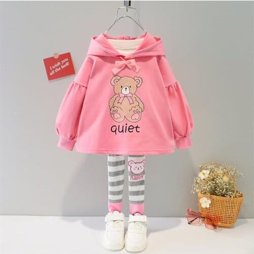 Baby Kids Sets Cute Cartoon Bear Hoodies and Pants 2pcs Set for Girls Children Autumn Clothing Set