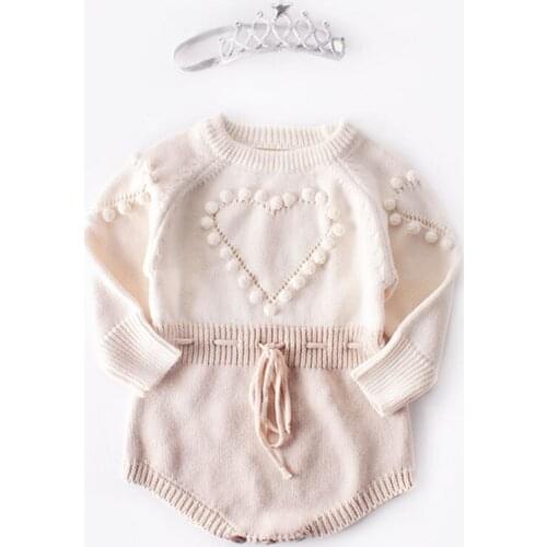 Baby Girl Long-sleeve Knitted Overalls Autumn Baby Knitted Rompers Sweater Infant Girl Princess Cotton Clothes Baby Girl Romper