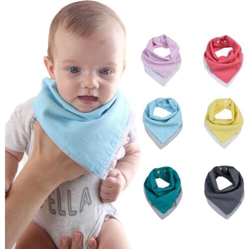 Reversible Muslin & Cotton Baby Bibs Unsiex Baby Accessories Newborn Baby Bandana Bibs Soft Toddler Triangle Scarf Unisex Bibs