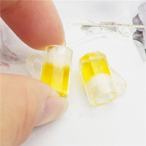 Julie Wang 4PCS Resin Beer Charms Small Artificial Beer Mug Cup Jewelry Making Accessory Dollhouse Decor