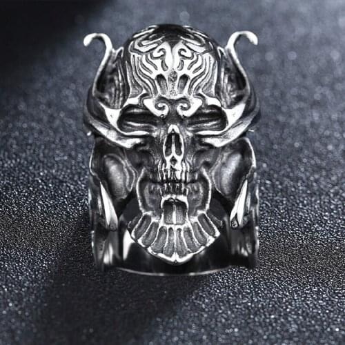 Stainless Steel Huge War Skull Ring Garo-Japan Skeleton Rings Hot Biker Jewelry For Man