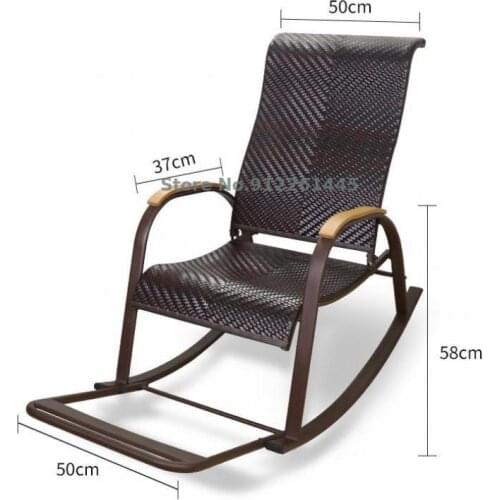 Recliner Summer Rattan Rocking Chair Adult Lunch Break Chair Balcony Home Leisure Reclining Chair Lazy Rocking Rocking Chair