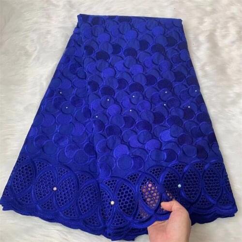 Circle Pattern 2021 High Quality African Swiss Lace Fabric Swiss Voile Lace In Switzerland Blue Dry Lace Fabric For Party Dress