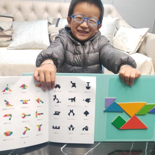 Magnetic tangram puzzle Book Portable Preschool Baby Kids Toys Intelligence Montessori Learning Educational Toys for Children