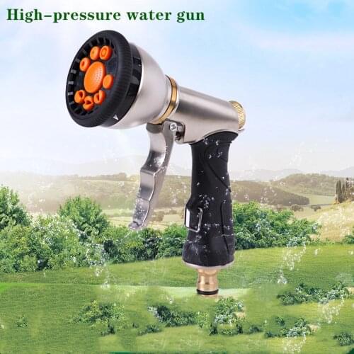 Plating multi-functional high-pressure water gun 9 function front trigger spray gun metal golden car wash water gun