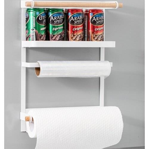 New Magnet Fridge Shelf Paper Towel Roll Holder Magnetic Storage Rack Spice Hang Rack Decorative Metal Shelf Kitchen Organizer