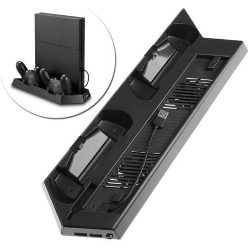 OSTENT Dual Motors Cooling Fan Radiator Charger Station USB Hub Vertical Stand for Sony PS4/Slim Console