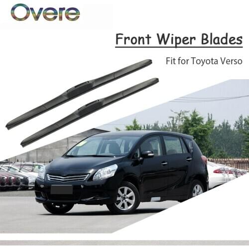 Overe 1Set Rubber Car Front Wiper Blade Kit For Toyota Verso 2013 2012 2011 2010 2009-2002 Windscreen Original Accessories