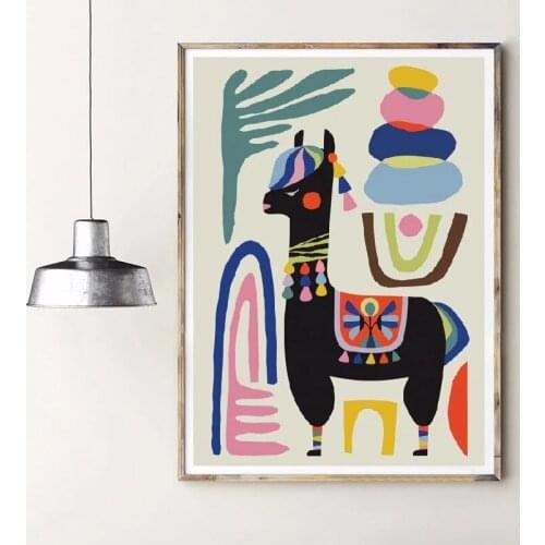 Llama Poster Print Alpaca Sheep Home Inspiration Wall Art Canvas Painting Mid Century Wall Art Nursery Prints Modern Home Decor