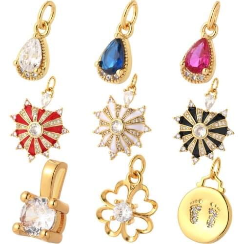 Boho Heart Drop Diy Pendant Necklace Earrings Neckalce Make Colorful Cute Charms for Jewelry Making Zircon Bohemian Pop Art