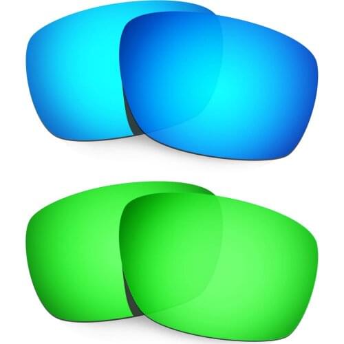 HKUCO Polarized Replacement Lenses For Tinfoil Carbon Sunglasses Blue/Green 2 Pairs