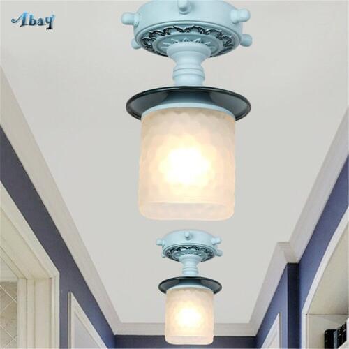 Mediterranean Sea Art Deco Ceiling Lights for Living Room Bedroom Kitchen bar Lighting Fixtures Corridor Led Glass ceiling Lamp