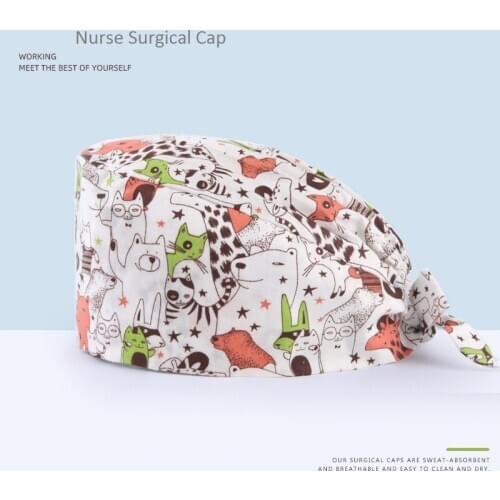 Pet/Denistry Clinic Women Men Scrub Cap,Nurse Accessories,Animal Printing Dust-free Work Hat