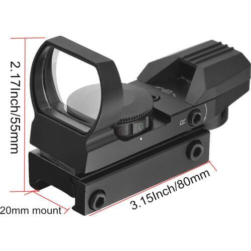 Reflex 4 Reticle Red Dot Sight Collimator Glock / Rifle Reflex Sight Scope fit 20mm Weaver Rail For Airsoft / Hunting Rifle