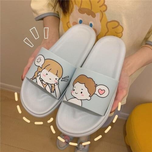 Womens Slippers for Home Bathroom Non Slip Kawaii Cartoons Female Sandals Summer 2021 New Beach Casual Soft Bottom Shoes