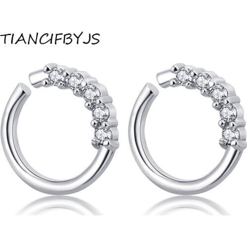 TIANCIFBYJS 14G Zircon Gem Nose Ring Brass Nose Rings Piercing Silver Gold Color Piercing Nariz Nex MIx Color Sexy Body Jewelry