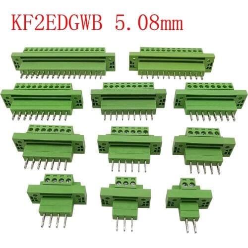 1Pair KF2EDGWB Pitch 5.08mm Screw Terminal Block Connector 2P-16Pin 5.08mm Straight Pluggable Through-wall Terminals Plug Socket