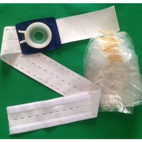 High quality Medical 8CM Wide Rubber band belt with 200pcs ostomy bag a disposable artificial anal bag silicone ring can be cut