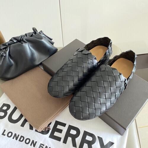 2020 Runway Weave Round Toe Genuine Leather Loafers Woman Flat With Designer Loafers Woman Comfort Women Boat Shoes For Woman