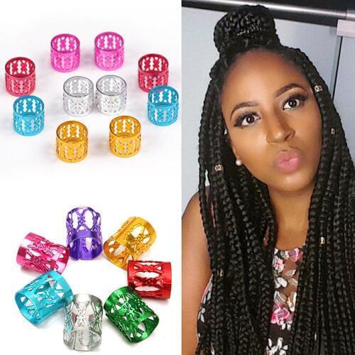 100Pcs/Lot Hair Metal Tube Ring Dreadlock Beads for Braids Hair Beads for Dreadlocks Adjustable Hair Braid Cuff Clips Accessory