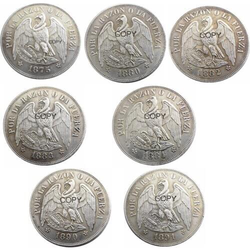 1875- 1891 7 Years Optional Chile 1PESO Silver Plated Copy Coins