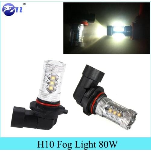 2 Pcs H10 fog light 80W Cree Chips LED Fog Lamp headlight Bulb Auto lights 6000K xeno White car styling foglight Universal