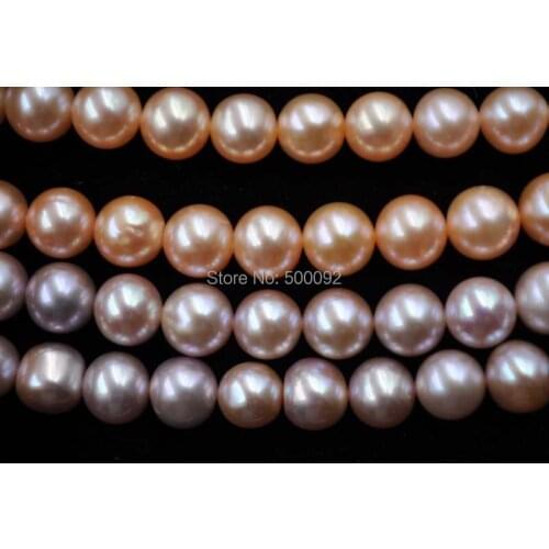 AA wholesale 2 strands 8.5-9mm near round pink/purple freshwater pearl