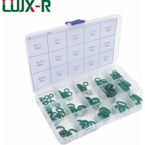 LUJX-R 150pcs O-Ring Kit GreenFKM Orings Washer Assortment Fluorine O Ring Seal Set of Gasket Different Size Box Mechanical
