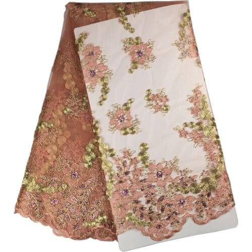 Pearls Applique Embroidered African Lace Fabric Rhinestone Guipure Beaded French Nigerian Lace Fabrics for Dress 0308A1