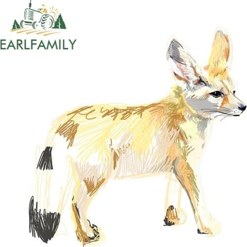 EARLFAMILY 13cm x 12.7cm for Fennec Fox Car Sticker Creativite Windshield Laptop Decal Waterproof Sunscreen Car Door Protector