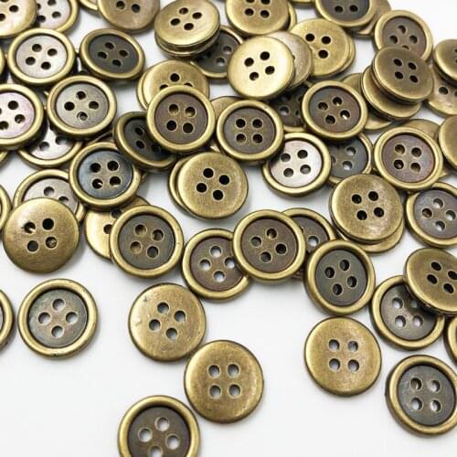 100pcs Bronze Plastic Buttons 12mm Sewing Craft 4 Holes PH287