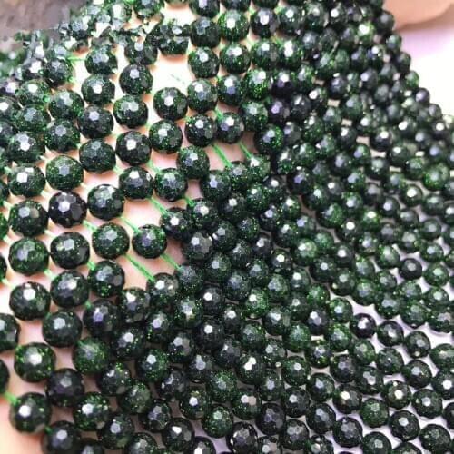 Aventurine green round faceted 6mm for DIY jewelry making 14inch loose beads FPPJ wholesale beads nature gemstone