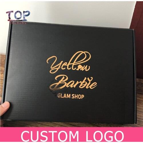 Black Box 100Pcs Custom Logo Packaging Folding Carton Fit For Clothes Scarf, Dress Packaging And hair wigs gift box