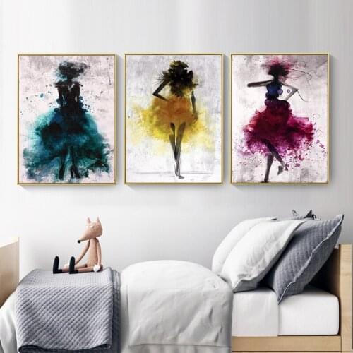 Nordic Abstract Womens Impression Watercolor Personalized Mural Study Room Decoration Painting Fashion Lady Picture Art