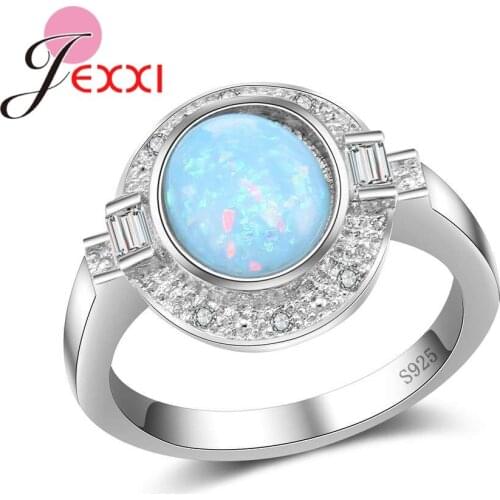 Classic Style Charm Finger Rings For Ladies Pure 925 Sterling Silver SilverAccessories With Light Blue Stone Beautiful Jewelry
