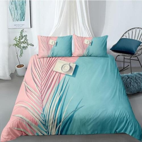 Creative Pink Airplane 3D Printed Bedding Set Abstract Flowers 2/3pcs Quilt Cover Pillowcase For Girls Double Bed Home Textiles