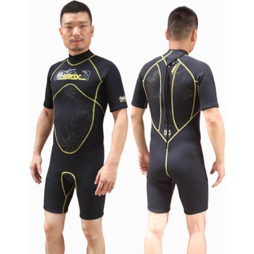 Scuba Diving suit mens 3mm neoprene one piece wetsuit Sun-proof snorkeling surfing sailing short sleeve pearfishing swimwear