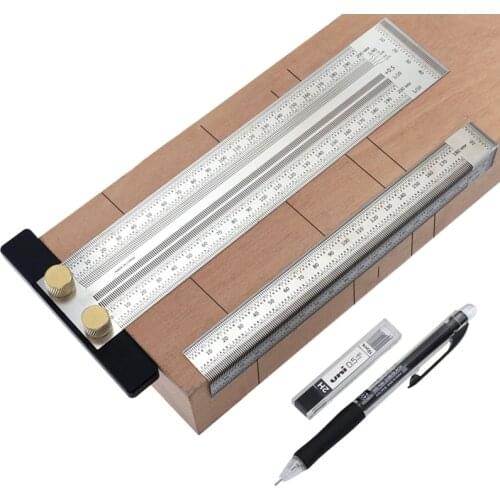 High-precision Scale Ruler T-type Hole Ruler Stainless Steel Woodworking Scribing Mark Line Gauge Measuring Tool