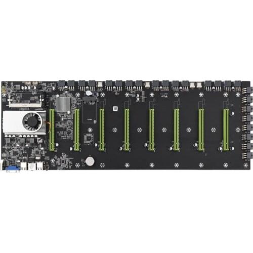 For Ethereum BTC-T/D37 Miner Motherboard with CPU Set 8 GPU Slot DDR3 Memory Integrated VGA Interface Low Power Consumption