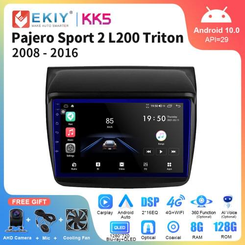 EKIY Android 10 All-in-One Car Radio Multimedia For MITSUBISHI PAJERO Sport/L200/2006+ Triton/2008+ PAJERO 2010 Audio Head Unit