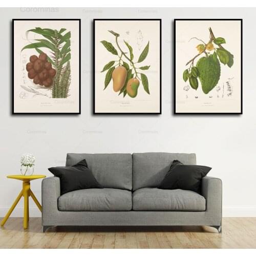 Nordic Plant Posters Wall Art Vintage Literary Hand-painted Canvas Painting Home Decor Poster Living Room Decoration Painting
